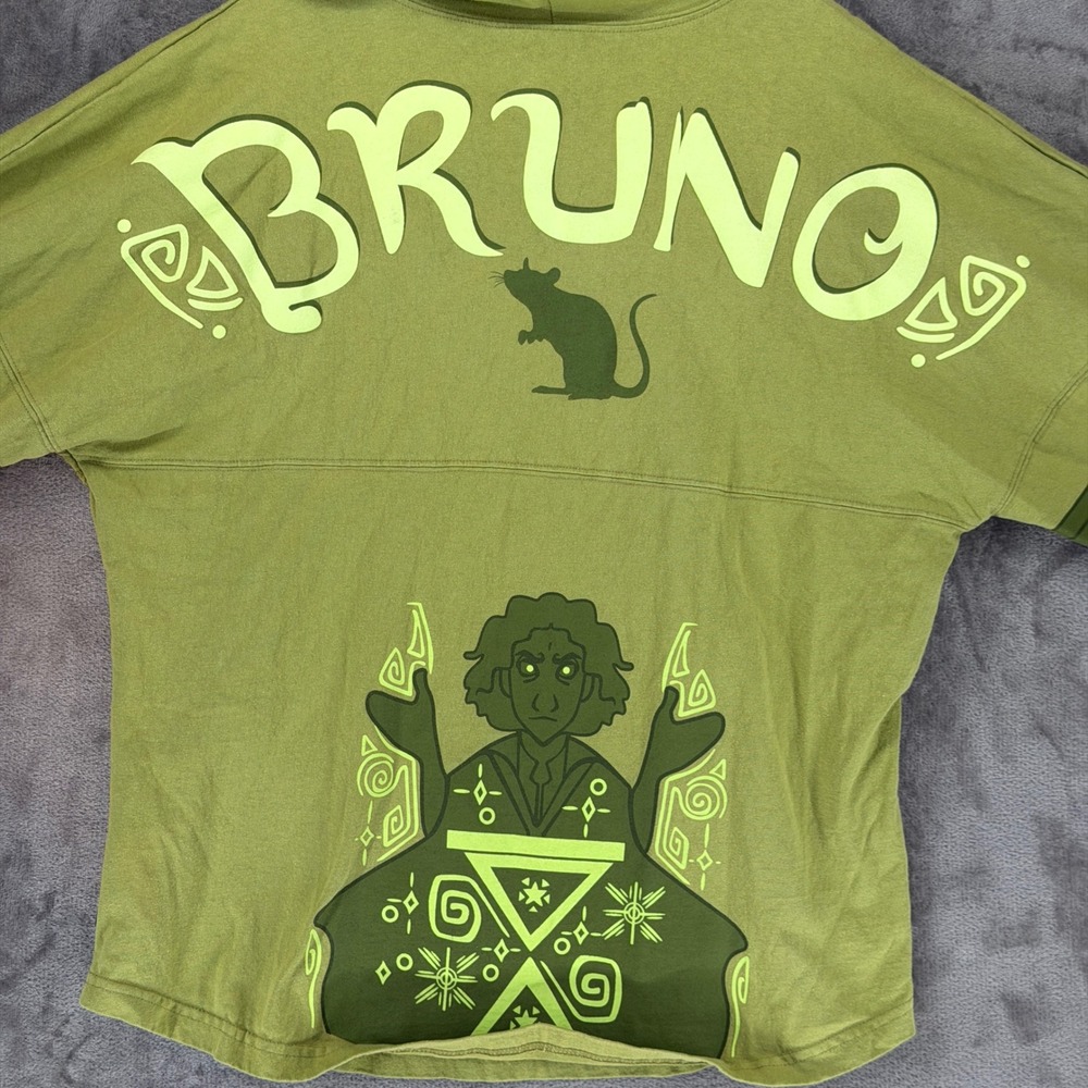 Disney Spirit Jersey Encanto Bruno Hoodie Olive Green Cotton Mens Large L - Picture 11 of 12